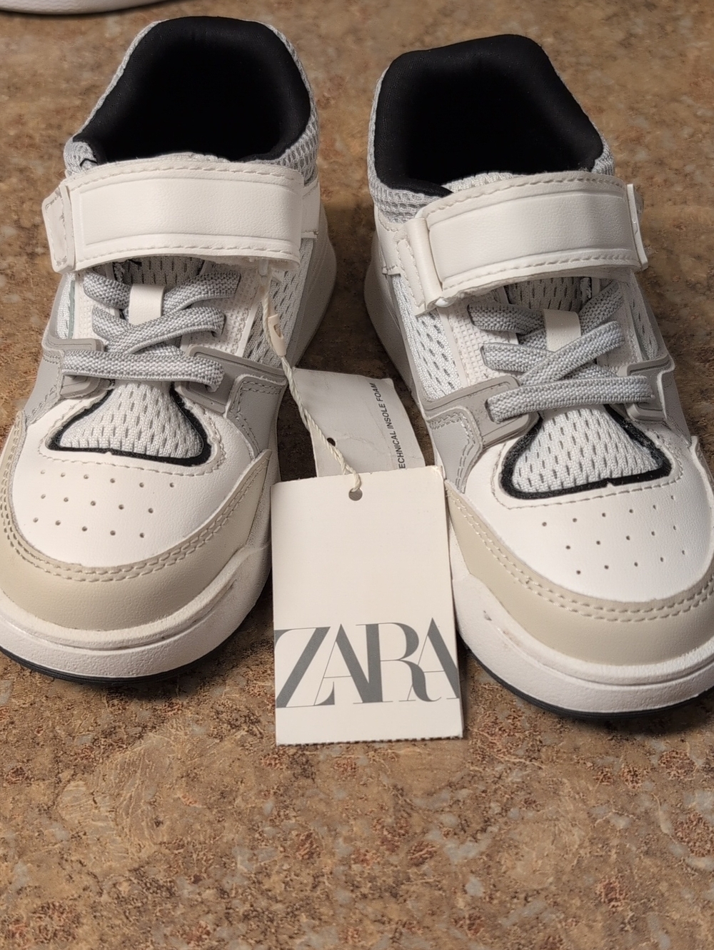 ZARA White, Gray and Black Kids Velcro Sneakers